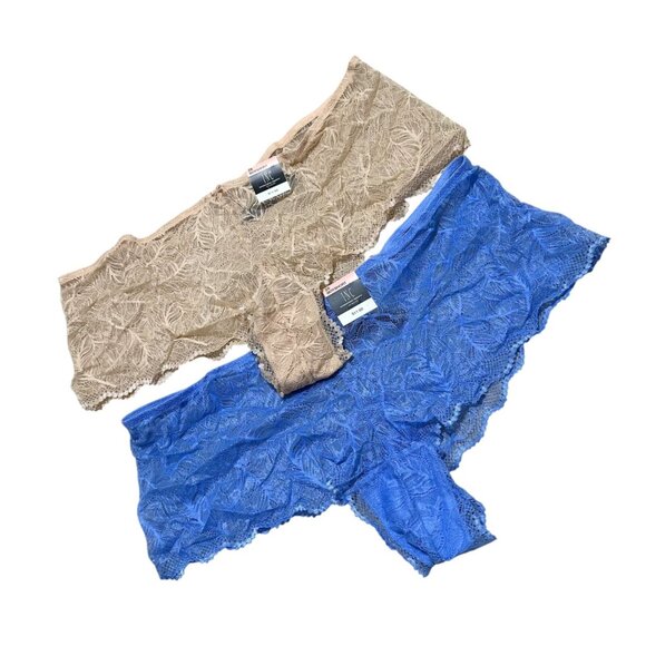 INC Intl Concepts Plus Size 2X Lace Boyshort Panties (2) Pair Frappe Blue ~ NWT - Picture 2 of 6